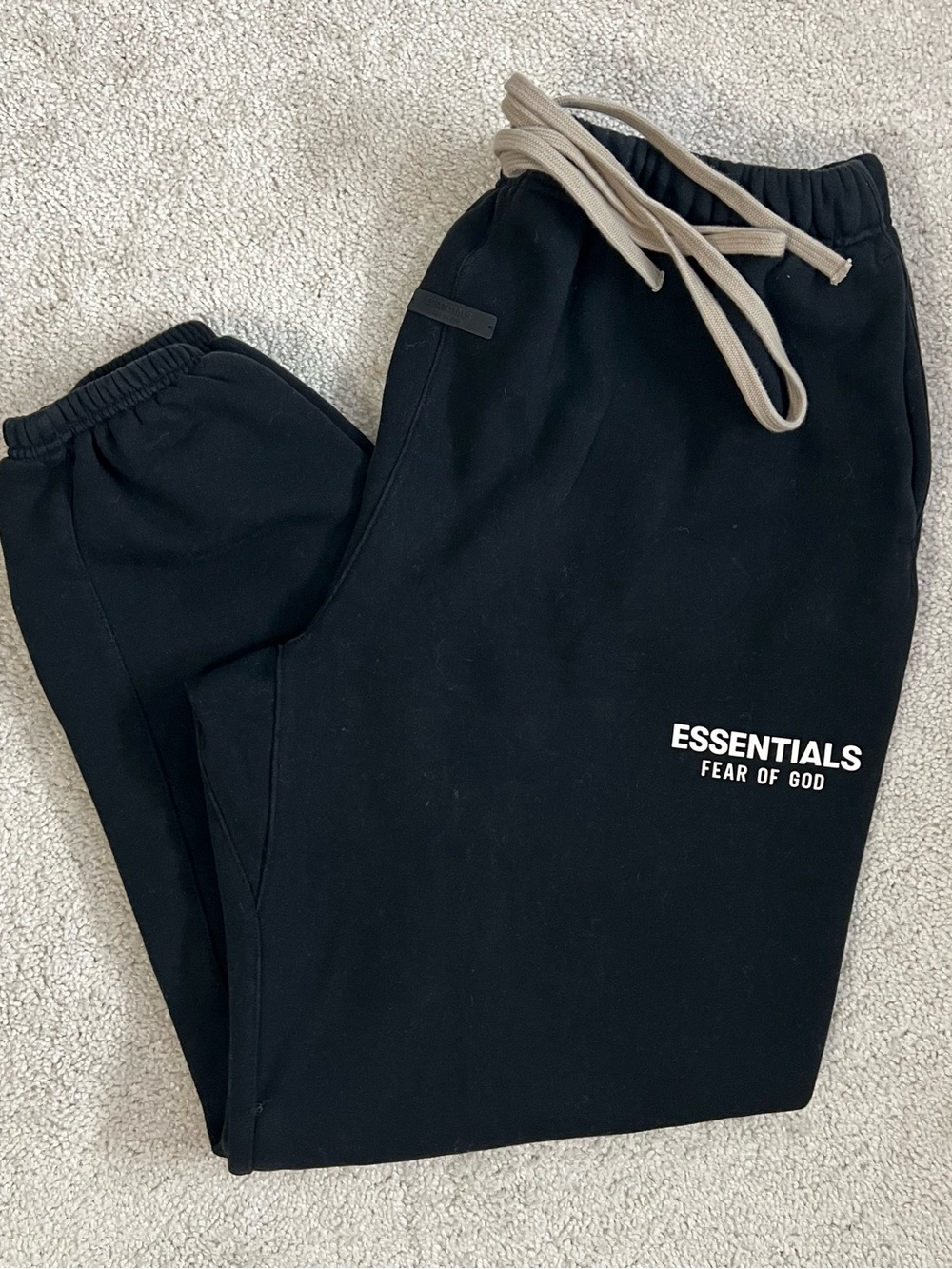 Fear of God ESSENTIALS Black XL Sweatpants with Tane Drawcord